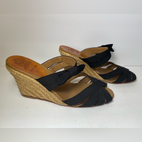Christian Louboutin delfin wedge espadrille sandals black 37